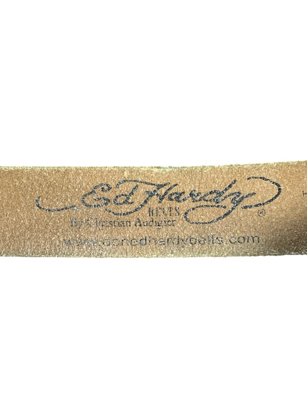 Ed Hardy by Christian Audigier Leather Belt Size S Tattoo Floral Rhinestone Y2K - Picture 3 of 9